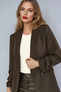 Black Blazer with Ruched Sleeves