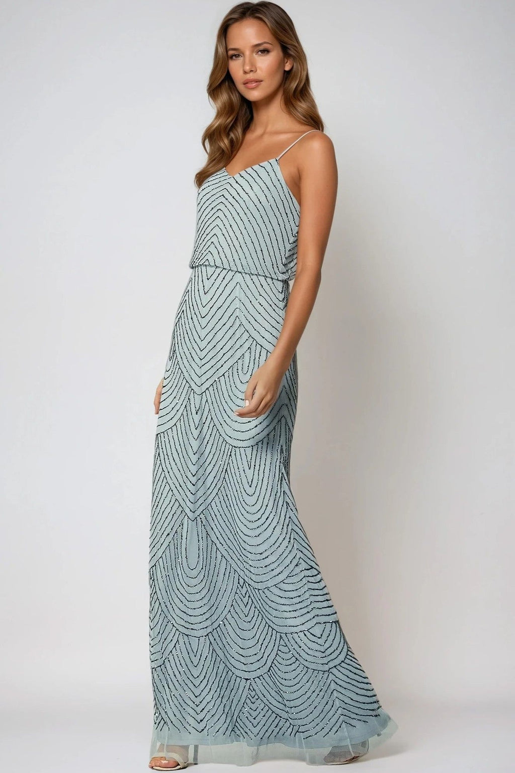 Blue Cami Embellished Maxi Dress