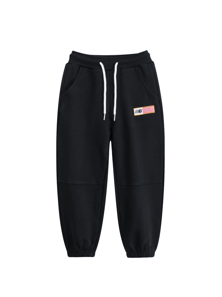Autumn and Spring Arrival Modern Casual Kids Versatile Letters and Striped Logo Sportswear Pants-0