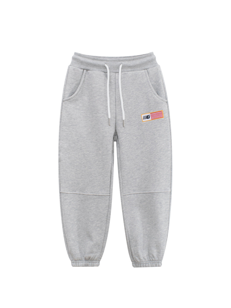 Autumn and Spring Arrival Modern Casual Kids Versatile Letters and Striped Logo Sportswear Pants-1