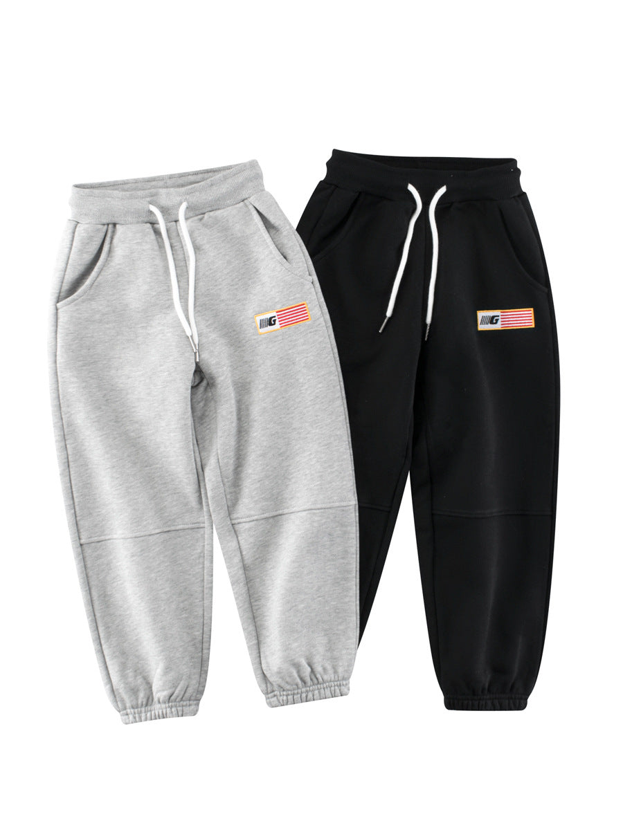 Autumn and Spring Arrival Modern Casual Kids Versatile Letters and Striped Logo Sportswear Pants-4